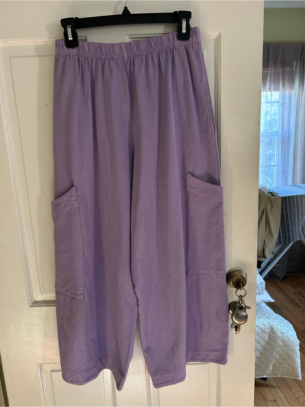bryn Walker Lavender Cropped Wide-Leg Pull-On Pants with Pockets